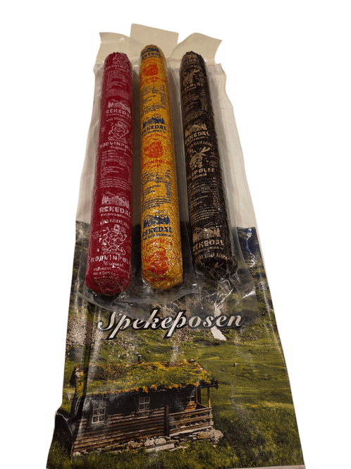Hovedbilde 3pk store Rekedal pølser i spekepose